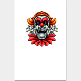 clown skull Posters and Art